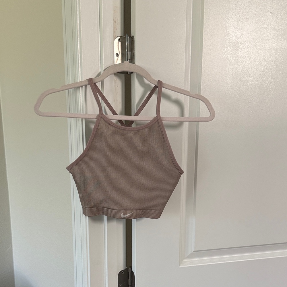 Nike Brown Ribbed Cross-Back Top